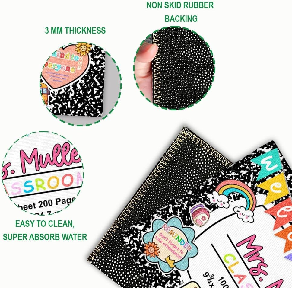 image:imageCustom Classroom Doormat Personlized Name Teacher Doormat Cute Notebook Classroom Mat Back to School Clasroom Decor Teacher GiftsColorful Note Mats