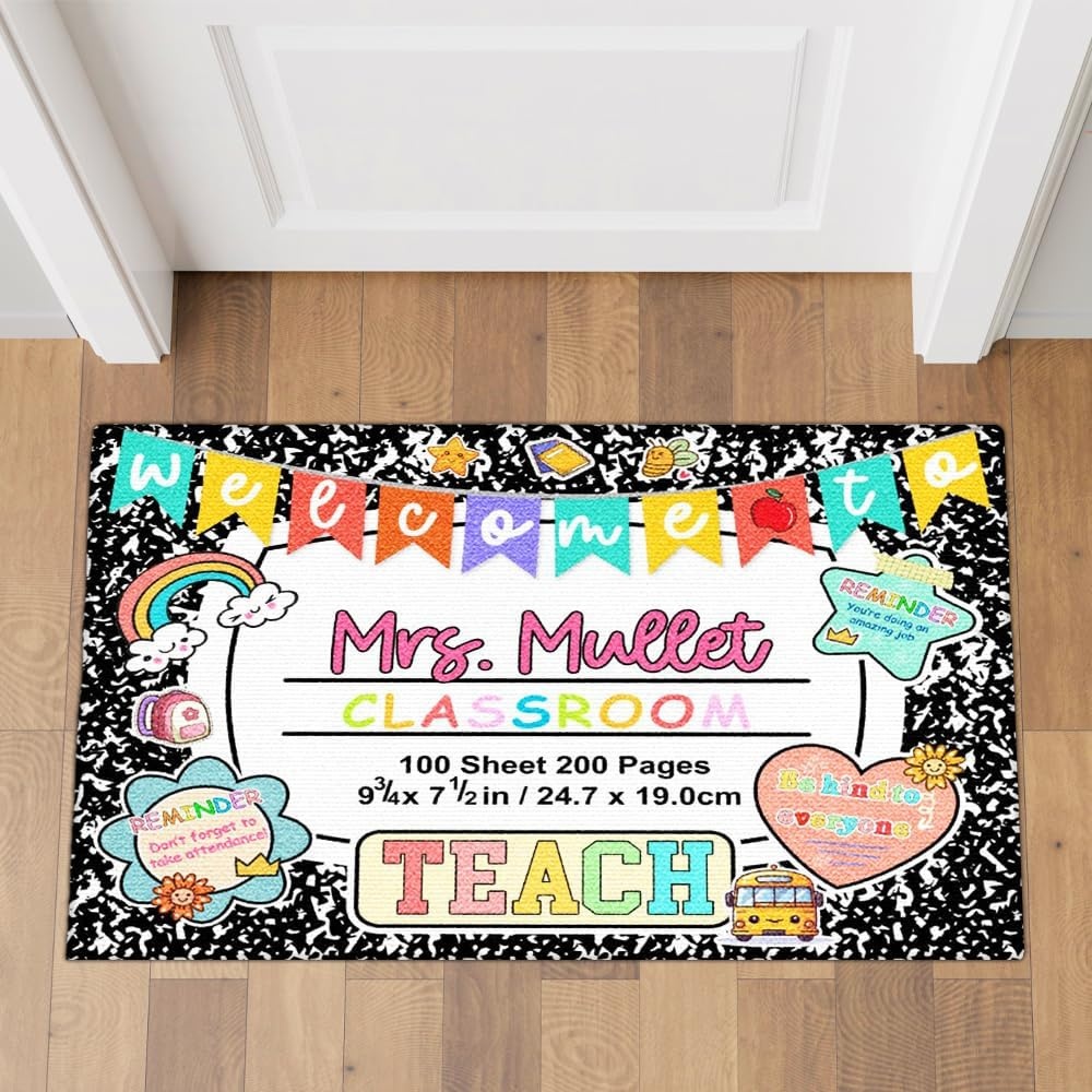 image:imageCustom Classroom Doormat Personlized Name Teacher Doormat Cute Notebook Classroom Mat Back to School Clasroom Decor Teacher GiftsColorful Note Mats