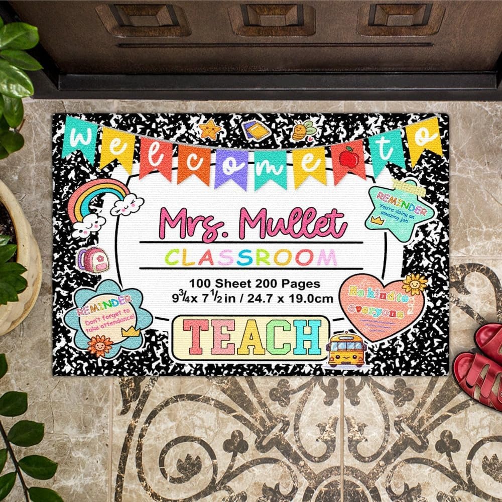 image:imageCustom Classroom Doormat Personlized Name Teacher Doormat Cute Notebook Classroom Mat Back to School Clasroom Decor Teacher GiftsColorful Note Mats