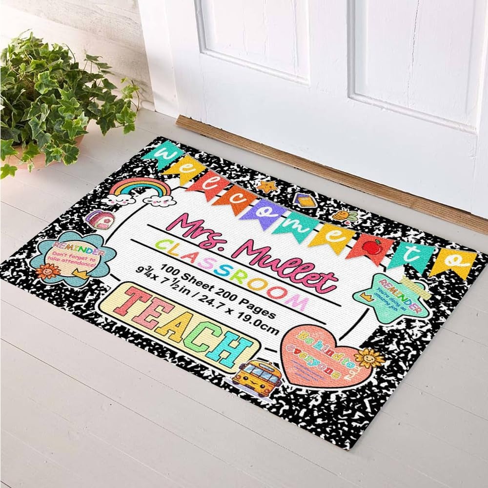image:imageCustom Classroom Doormat Personlized Name Teacher Doormat Cute Notebook Classroom Mat Back to School Clasroom Decor Teacher GiftsColorful Note Mats