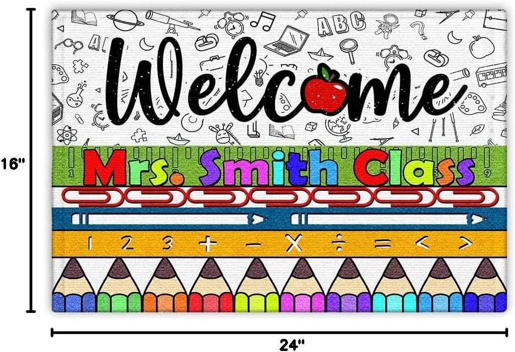 image:imageCustom Classroom Doormat Personlized Name Teacher Doormat Cute Notebook Classroom Mat Back to School Clasroom Decor Teacher GiftsColorful Note Mats