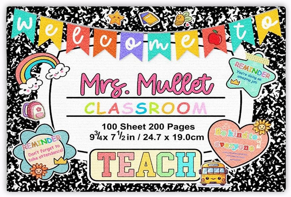 image:imageCustom Classroom Doormat Personlized Name Teacher Doormat Cute Notebook Classroom Mat Back to School Clasroom Decor Teacher GiftsColorful Note Mats