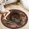 image:imageCustom 3D Effect Printed Christmas Round Rug Christmas Tree Round Mat Welcome Rug Indoor Decor Christmas Decor New Home Gifts Personalized Round Mat Holiday Illusion Carpet A17A5