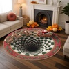 image:imageCustom 3D Effect Printed Christmas Round Rug Christmas Tree Round Mat Welcome Rug Indoor Decor Christmas Decor New Home Gifts Personalized Round Mat Holiday Illusion Carpet A17A8