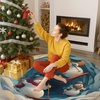 image:imageCustom Round Christmas Area Rug Personalized Christmas Round Carpet Cozy 3D Effect Printed Outdoor Indoor Decor Area Rug NonSlip Rug for Living Room Bedroom Dining Room Decor D22D2