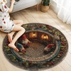 image:imageCustom Round Christmas Area Rug Personalized Christmas Round Carpet Cozy 3D Effect Printed Outdoor Indoor Decor Area Rug NonSlip Rug for Living Room Bedroom Dining Room Decor D22D1
