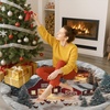 image:imageCustom Round Christmas Area Rug Personalized Christmas Round Carpet Cozy 3D Effect Printed Outdoor Indoor Decor Area Rug NonSlip Rug for Living Room Bedroom Dining Room Decor D22D19