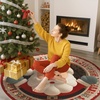 image:imageCustom Round Christmas Area Rug Personalized Christmas Round Carpet Cozy 3D Effect Printed Outdoor Indoor Decor Area Rug NonSlip Rug for Living Room Bedroom Dining Room Decor D22D16
