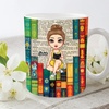 image:imagePersonalized Books Lover Mug 11oz 15 oz Ceramic Coffee Cup Just A Girl Who Loves Reading Books Design Gift for Women Readers Christmas Book LoverRetro Book
