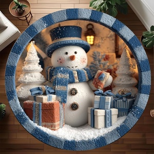 image:imageCustom 3D Effect Printed Christmas Round Rug Christmas Tree Round Mat Welcome Rug Indoor Decor Christmas Decor New Home Gifts Personalized Round Mat Holiday Illusion Carpet A17A2