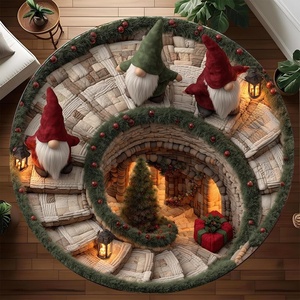 image:imageCustom 3D Effect Printed Christmas Round Rug Christmas Tree Round Mat Welcome Rug Indoor Decor Christmas Decor New Home Gifts Personalized Round Mat Holiday Illusion Carpet A17A18