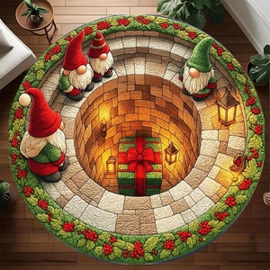 image:imageCustom 3D Effect Printed Christmas Round Rug Christmas Tree Round Mat Welcome Rug Indoor Decor Christmas Decor New Home Gifts Personalized Round Mat Holiday Illusion Carpet A17A1