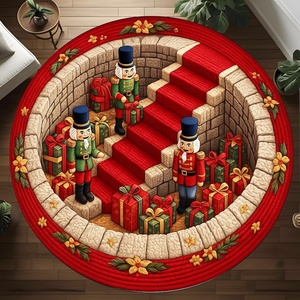 image:imageCustom 3D Effect Printed Christmas Round Rug Christmas Tree Round Mat Welcome Rug Indoor Decor Christmas Decor New Home Gifts Personalized Round Mat Holiday Illusion Carpet A17A13