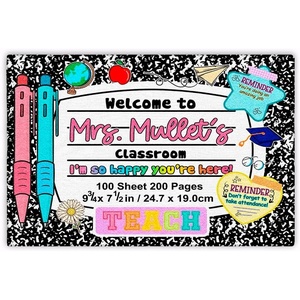 image:imageCustom Classroom Doormat Personlized Name Teacher Doormat Cute Notebook Classroom Mat Back to School Clasroom Decor Teacher GiftsNotebook Matstyle 2