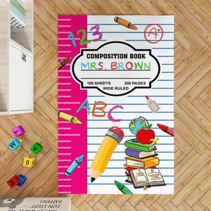 image:imageCustom Composition Notebook Classroom Rugs for Kids Kids Rugs for Bedroom Boys Pastel Rug for Classroom NonSlip Large Classroom Rug Back to School Style 2 x 3 RectangularPink Notebook