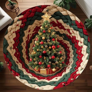 image:imageCustom Round Christmas Area Rug Personalized Christmas Round Carpet Cozy 3D Effect Printed Outdoor Indoor Decor Area Rug NonSlip Rug for Living Room Bedroom Dining Room Decor D22D11