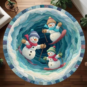 image:imageCustom Round Christmas Area Rug Personalized Christmas Round Carpet Cozy 3D Effect Printed Outdoor Indoor Decor Area Rug NonSlip Rug for Living Room Bedroom Dining Room Decor D22D3