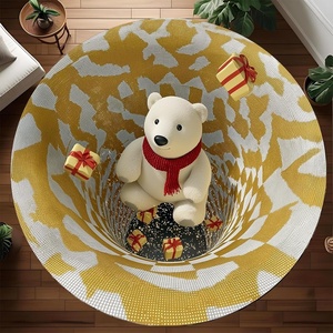 image:imageCustom Round Christmas Area Rug Personalized Christmas Round Carpet Cozy 3D Effect Printed Outdoor Indoor Decor Area Rug NonSlip Rug for Living Room Bedroom Dining Room Decor D22D20