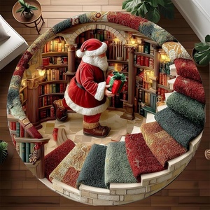 image:imageCustom Round Christmas Area Rug Personalized Christmas Round Carpet Cozy 3D Effect Printed Outdoor Indoor Decor Area Rug NonSlip Rug for Living Room Bedroom Dining Room Decor D22D13