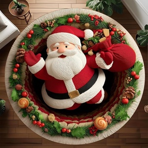 image:imageCustom Round Christmas Area Rug Personalized Christmas Round Carpet Cozy 3D Effect Printed Outdoor Indoor Decor Area Rug NonSlip Rug for Living Room Bedroom Dining Room Decor D22D10