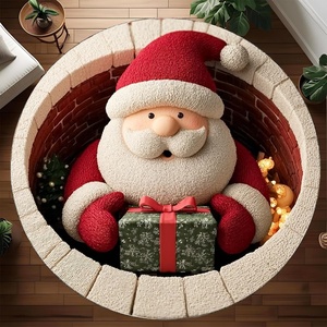 image:imageCustom Round Christmas Area Rug Personalized Christmas Round Carpet Cozy 3D Effect Printed Outdoor Indoor Decor Area Rug NonSlip Rug for Living Room Bedroom Dining Room Decor D22D5