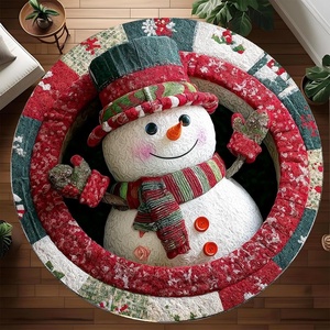 image:imageCustom Round Christmas Area Rug Personalized Christmas Round Carpet Cozy 3D Effect Printed Outdoor Indoor Decor Area Rug NonSlip Rug for Living Room Bedroom Dining Room Decor D22D7
