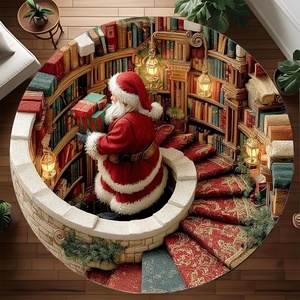 image:imageCustom Round Christmas Area Rug Personalized Christmas Round Carpet Cozy 3D Effect Printed Outdoor Indoor Decor Area Rug NonSlip Rug for Living Room Bedroom Dining Room Decor D22D14