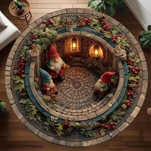 image:imageCustom Round Christmas Area Rug Personalized Christmas Round Carpet Cozy 3D Effect Printed Outdoor Indoor Decor Area Rug NonSlip Rug for Living Room Bedroom Dining Room Decor D22D1