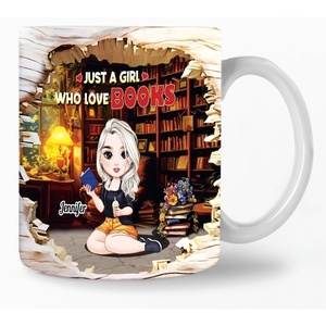 image:imagePersonalized Books Lover Mug 11oz 15 oz Ceramic Coffee Cup Just A Girl Who Loves Reading Books Design Gift for Women Readers Christmas Book LoverGirl Reading Book03