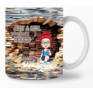 image:imagePersonalized Books Lover Mug 11oz 15 oz Ceramic Coffee Cup Just A Girl Who Loves Reading Books Design Gift for Women Readers Christmas Book LoverGirl Reading Book02