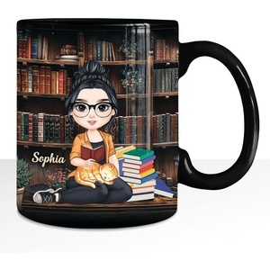 image:imagePersonalized Books Lover Mug 11oz 15 oz Ceramic Coffee Cup Just A Girl Who Loves Reading Books Design Gift for Women Readers Christmas Book LoverJUST A GIRL