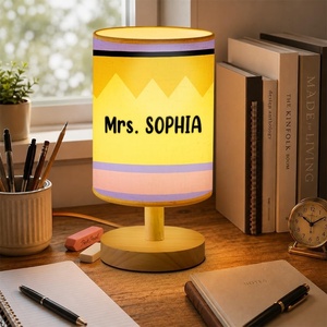 image:imagePersonalized Classrooom Lamp with Name Composition Notebook Fabric Table Lamp with Wood Base Back To School Decor End of The Year Gifts for Teachers Girls Boys Classroom Living Room Im So GladPencil