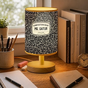 image:imagePersonalized Classrooom Lamp with Name Composition Notebook Fabric Table Lamp with Wood Base Back To School Decor End of The Year Gifts for Teachers Girls Boys Classroom Living Room Im So GladNotebook