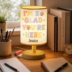 image:imagePersonalized Classrooom Lamp with Name Composition Notebook Fabric Table Lamp with Wood Base Back To School Decor End of The Year Gifts for Teachers Girls Boys Classroom Living Room Im So GladIm So Glad