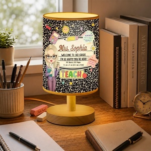 image:imagePersonalized Classrooom Lamp with Name Composition Notebook Fabric Table Lamp with Wood Base Back To School Decor End of The Year Gifts for Teachers Girls Boys Classroom Living Room Im So GladChibi Girl