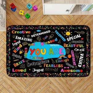image:imagePersonalized Motivational Classroom Rug for Kids  You are Positive Affirmation Mat  Growth Mindset Rectangular Rug Colorful Classroom Decor Carpet Floor Mat for Kindergarten Colorful SunshineAffirmations Black