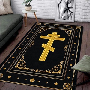 image:imagePersonalized Orthodox Christian Area Rug Custom Eastern Orthodox Russian Greek Byzantine NonSlip Rug for Women Men IC XC Nika Cross Mat for Living Room Bedroom Church Decor D8D2