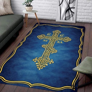 image:imagePersonalized Orthodox Christian Area Rug Custom ThreeBar Cross IC XC Nika Cross Prayer Mat Russian Greek Orthodox Byzantine Eagle NonSlip Rug for Living Room Bedroom Church Decor D2D9
