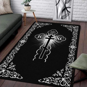 image:imagePersonalized Orthodox Christian Area Rug Custom ThreeBar Cross IC XC Nika Cross Prayer Mat Russian Greek Orthodox Byzantine Eagle NonSlip Rug for Living Room Bedroom Church Decor D2D10