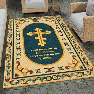 image:imagePersonalized Orthodox Christian Area Rug Custom ThreeBar Cross IC XC Nika Cross Prayer Mat Russian Greek Orthodox Byzantine Eagle NonSlip Rug for Living Room Bedroom Church Decor D2D1