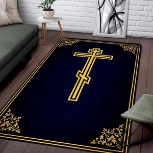 image:imagePersonalized Orthodox Christian Area Rug Custom ThreeBar Cross IC XC Nika Cross Prayer Mat Russian Greek Orthodox Byzantine Eagle NonSlip Rug for Living Room Bedroom Church Decor D2D6