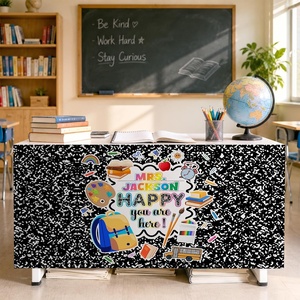 image:imagePersonalized Teacher Desk Skirt Black amp White Composition Notebook Table Skirt First Day of School Desk Curtain Skirts Table Cover for Teachers Back to School Classroom Decor 10N10