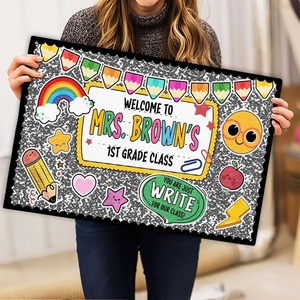 image:imagePersonlized Name Teacher Doormat Custom Notebook Classroom Mat Back to School Doormat for Teachers  Welcome to Class Floor Mat for Kindergarten Preschool GiftCute Notebook