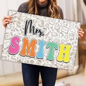 image:imagePersonlized Name Teacher Doormat Custom Notebook Classroom Mat Back to School Doormat for Teachers  Welcome to Class Floor Mat for Kindergarten Preschool GiftVintage