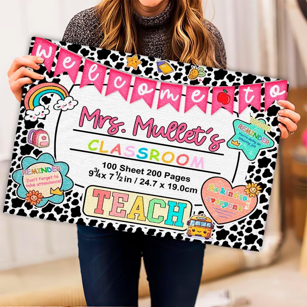 image:imageClassroom Welcome Doormat Custom Class Mat Classroom Door Mat Cute Composition Notebook Classroom Mat Doormat Clasroom Decor for Indoor Outdooor Teacher GiftsNotebookds05