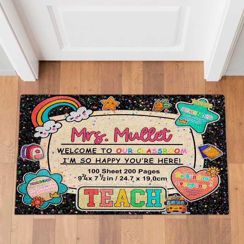 image:imageClassroom Welcome Doormat Custom Class Mat Classroom Door Mat Cute Composition Notebook Classroom Mat Doormat Clasroom Decor for Indoor Outdooor Teacher GiftsNotebookstyle01