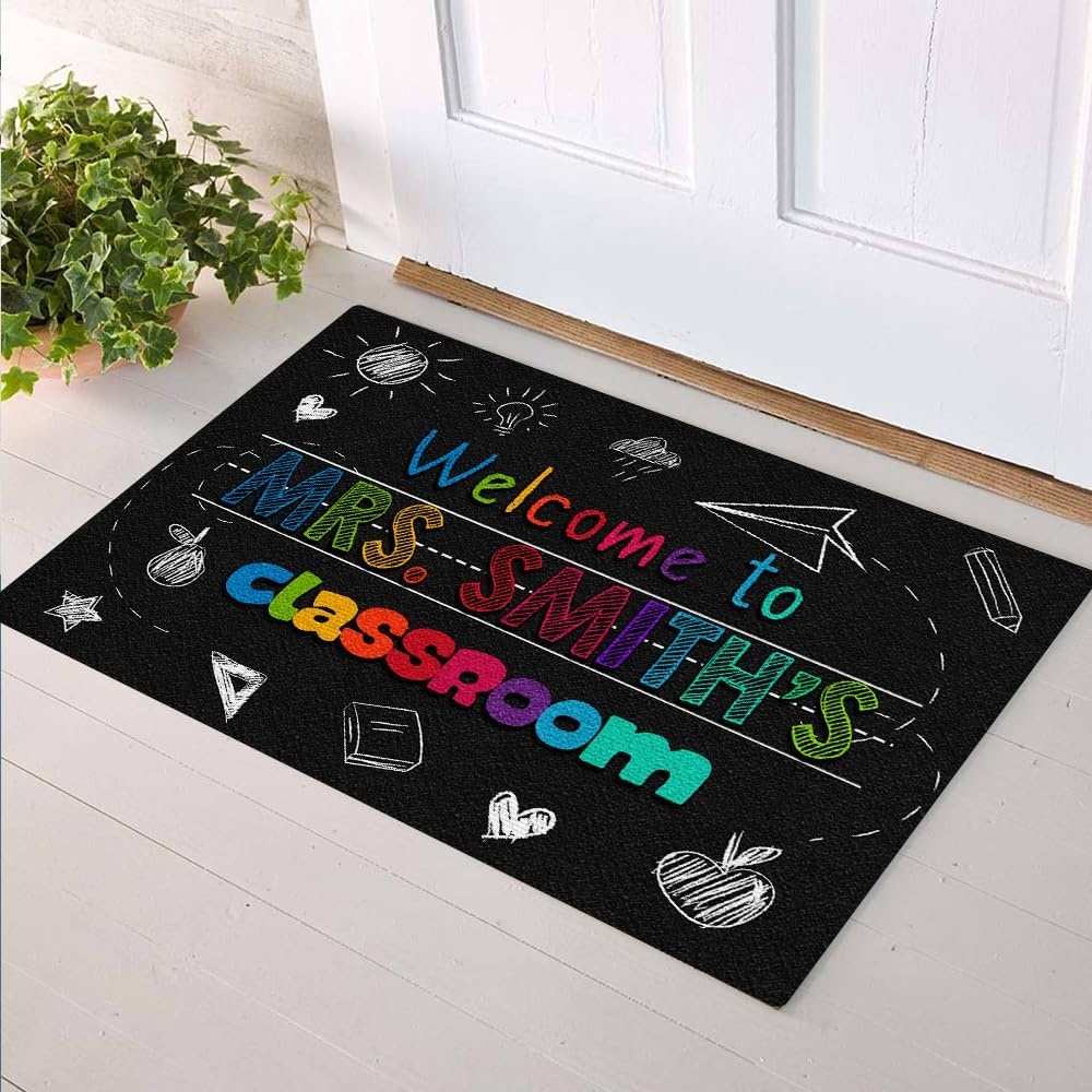 image:imageClassroom Welcome Doormat Custom Class Mat Classroom Door Mat Cute Composition Notebook Classroom Mat Doormat Clasroom Decor for Indoor Outdooor Teacher GiftsBlack Mats02