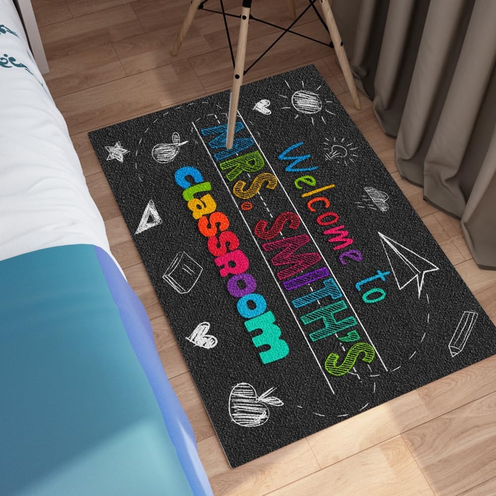 image:imageClassroom Welcome Doormat Custom Class Mat Classroom Door Mat Cute Composition Notebook Classroom Mat Doormat Clasroom Decor for Indoor Outdooor Teacher GiftsBlack Mats02