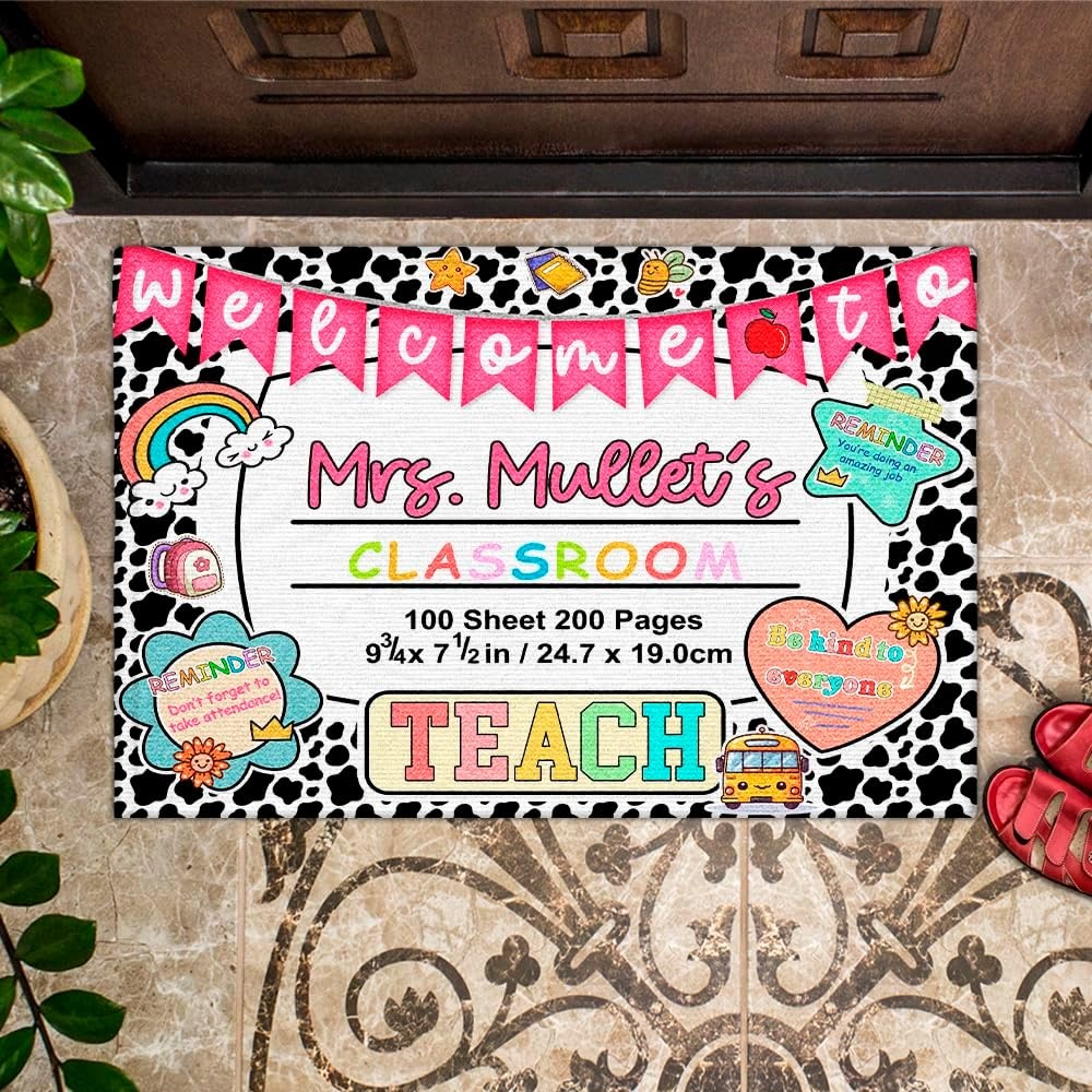 image:imageClassroom Welcome Doormat Custom Class Mat Classroom Door Mat Cute Composition Notebook Classroom Mat Doormat Clasroom Decor for Indoor Outdooor Teacher GiftsNotebookds05