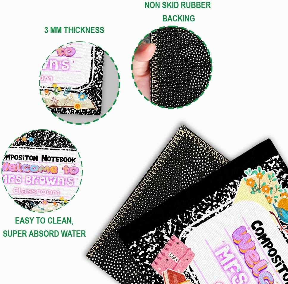 image:imageClassroom Welcome Doormat Custom Class Mat Classroom Door Mat Cute Composition Notebook Classroom Mat Doormat Clasroom Decor for Indoor Outdooor Teacher GiftsLovely Notebook